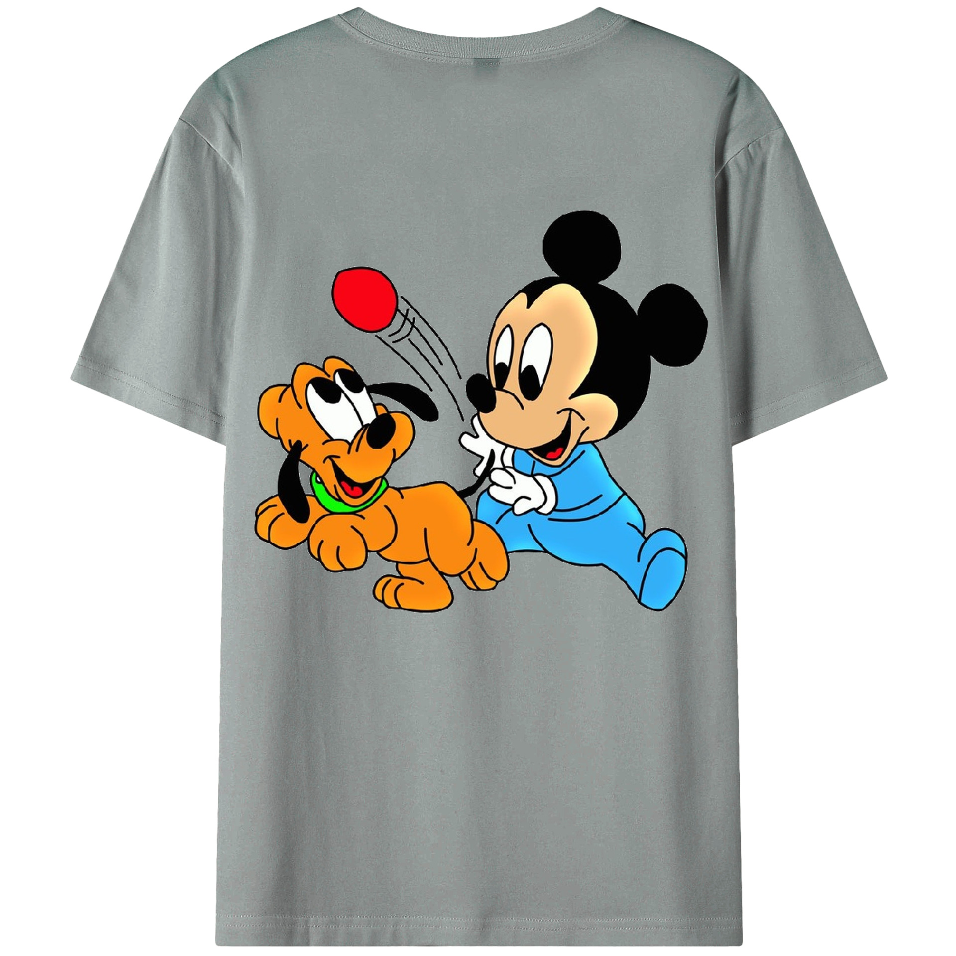 ミッキーマウス Mickey Mouse 綿100％ メンズ半袖Tシャツ（バックプリント） 通気性